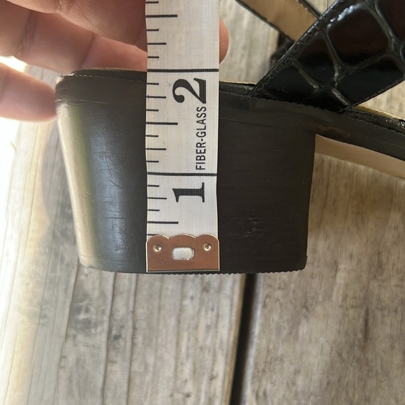 Ipanema Black Croc Leather Sandals Size 9 – Square Toe, Block Heel, Y2K - Picture 9 of 10